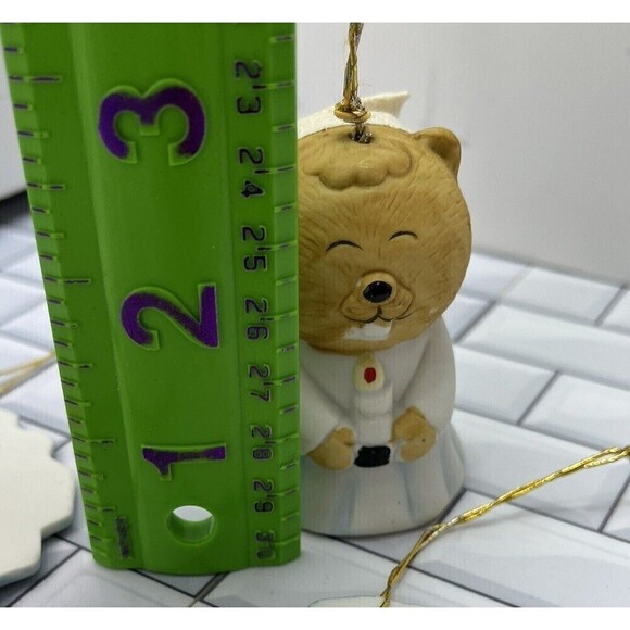 Vintage Jasco Beaver Jingle Bell & 4 Chistmas Ornaments Lot of 5 Ceramic Taiwan - Picture 13 of 14